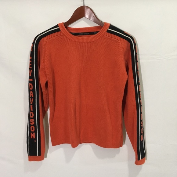 Harley-Davidson Sweaters - Harley Davidson vintage knit orange thick sweater